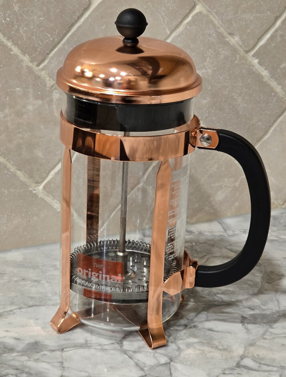 Bodum Chambord Copper French Press Coffee Maker Tea Pot Glass Gold Like New!